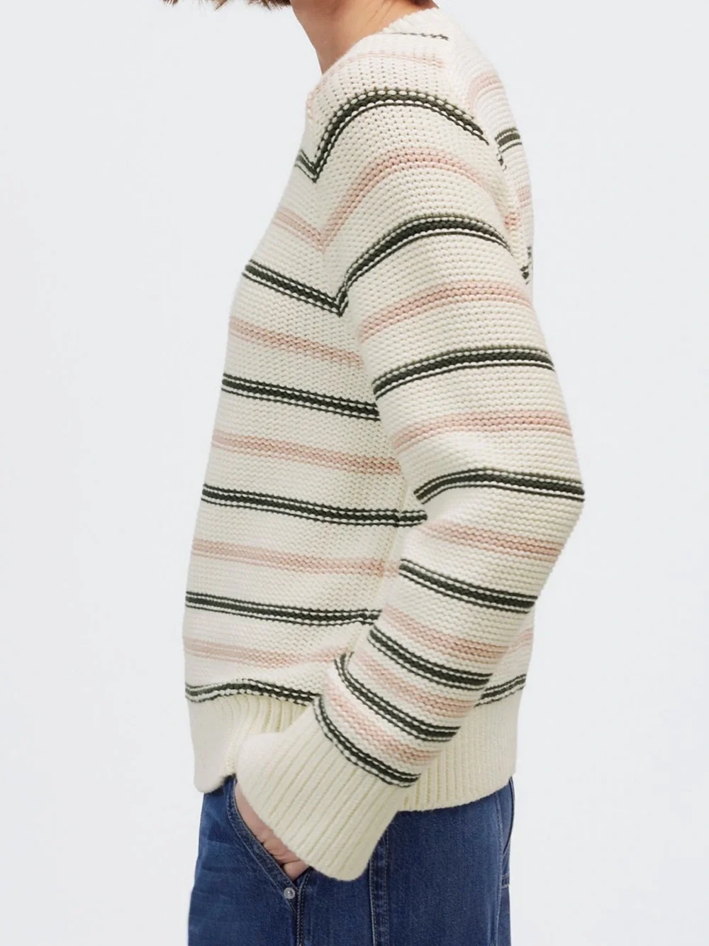 Madewell ✨ Crewneck Striped Cotton Sweater in Dark Loden Stripe